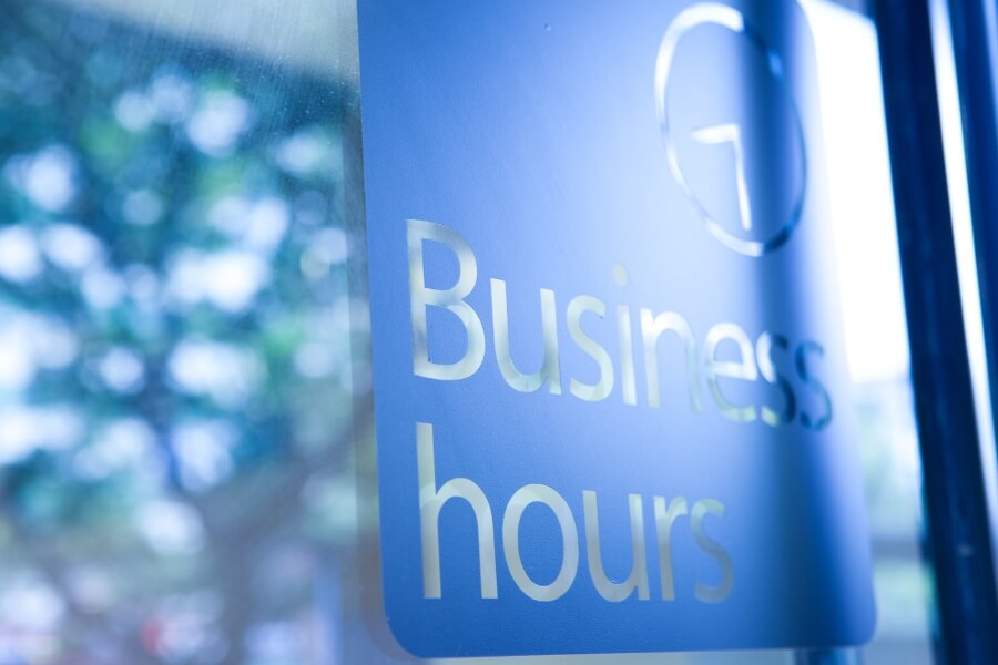 business hours sign