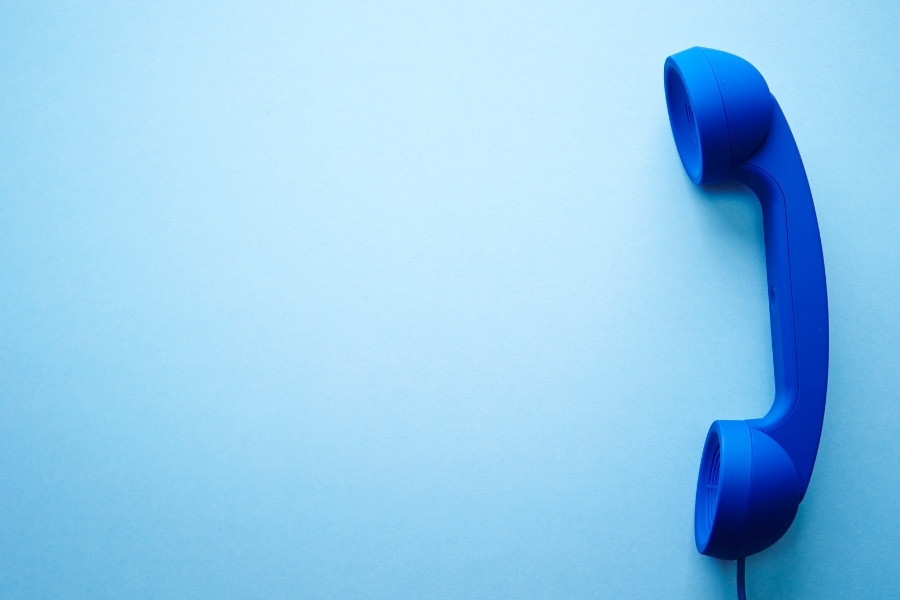 blue telephone handset