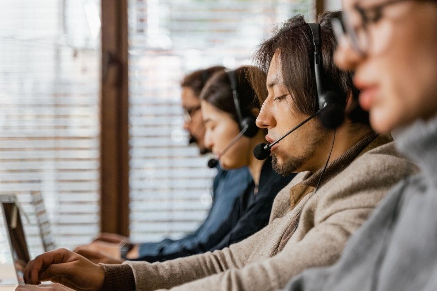 call center agents answering calls