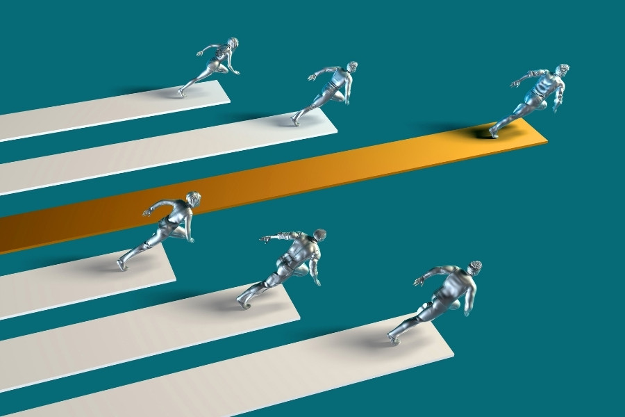 man running ahead of the competition